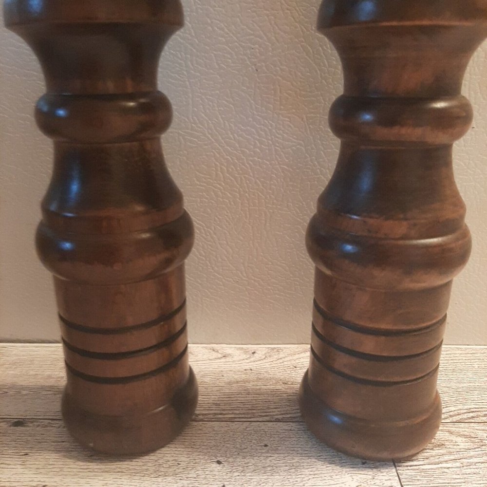 Vintage Himark Salt Shaker and Pepper Mill 14” Tall Brown Wooden Made in Japan - Picture 5 of 10